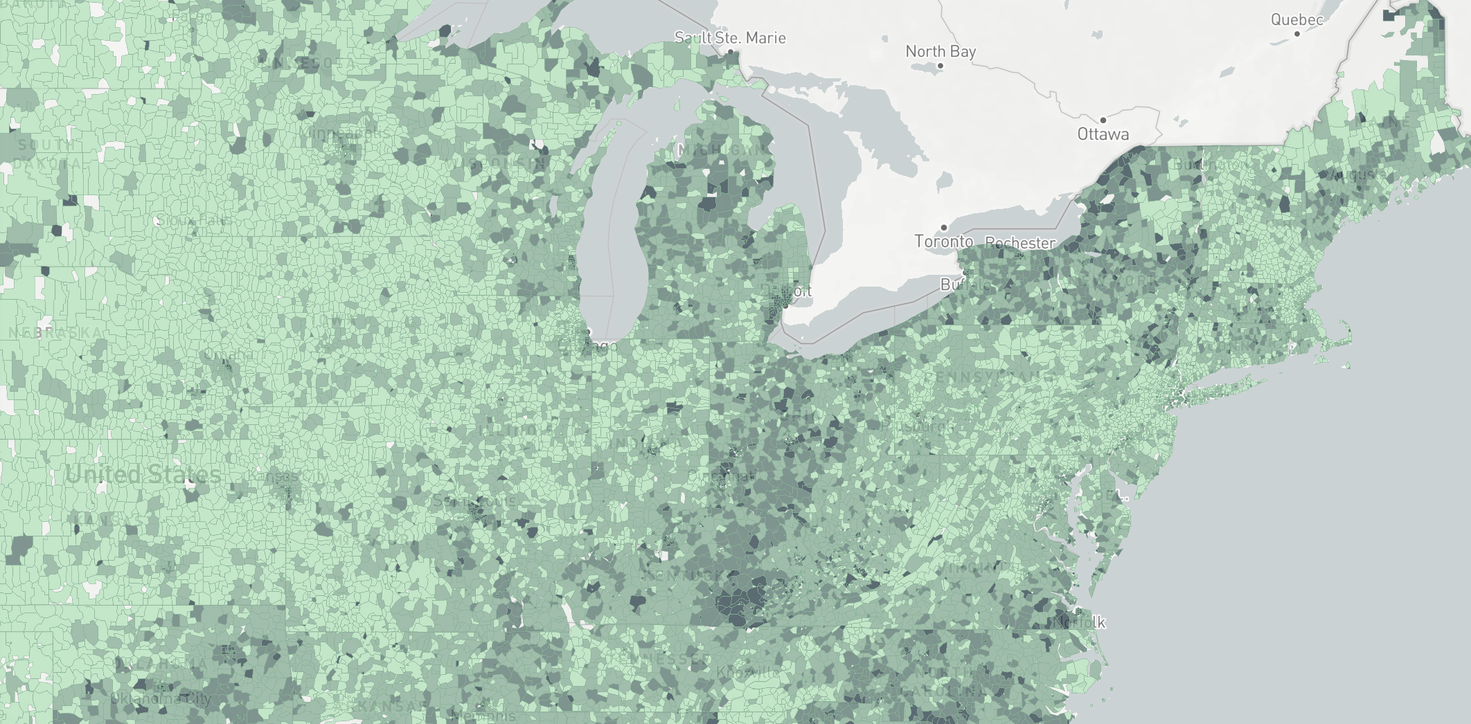 A screenshot of the Affordable Connectivity Program map